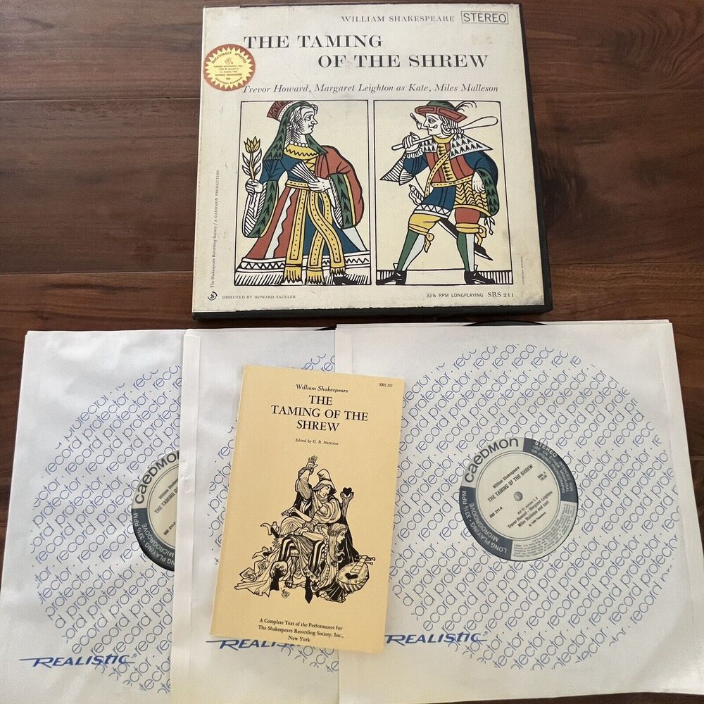 William Shakespeare The Taming Of The Shrew Trevor Howard +Play 3xLP Caedmon 211